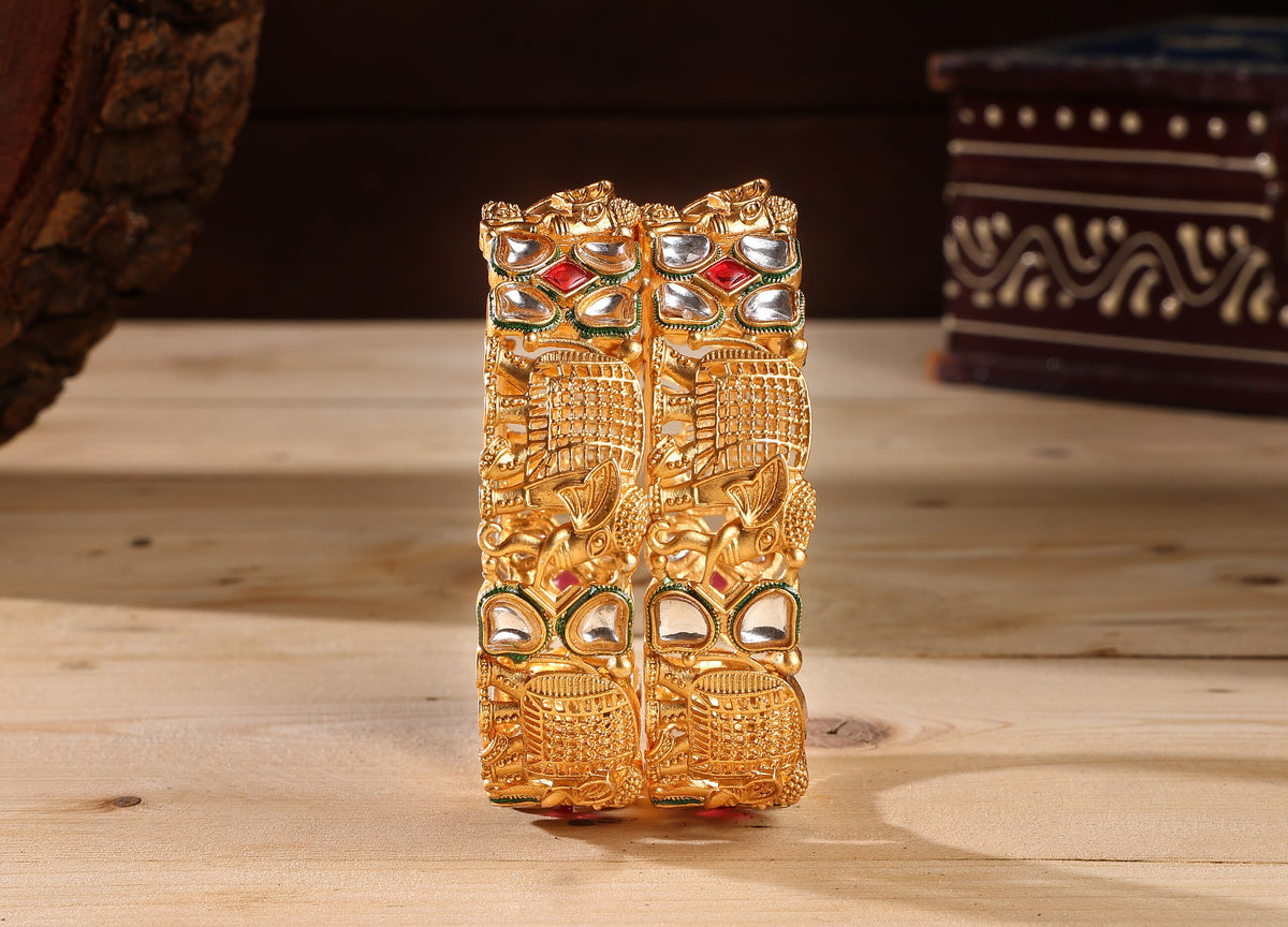 Designer Elephant Kundan Kada