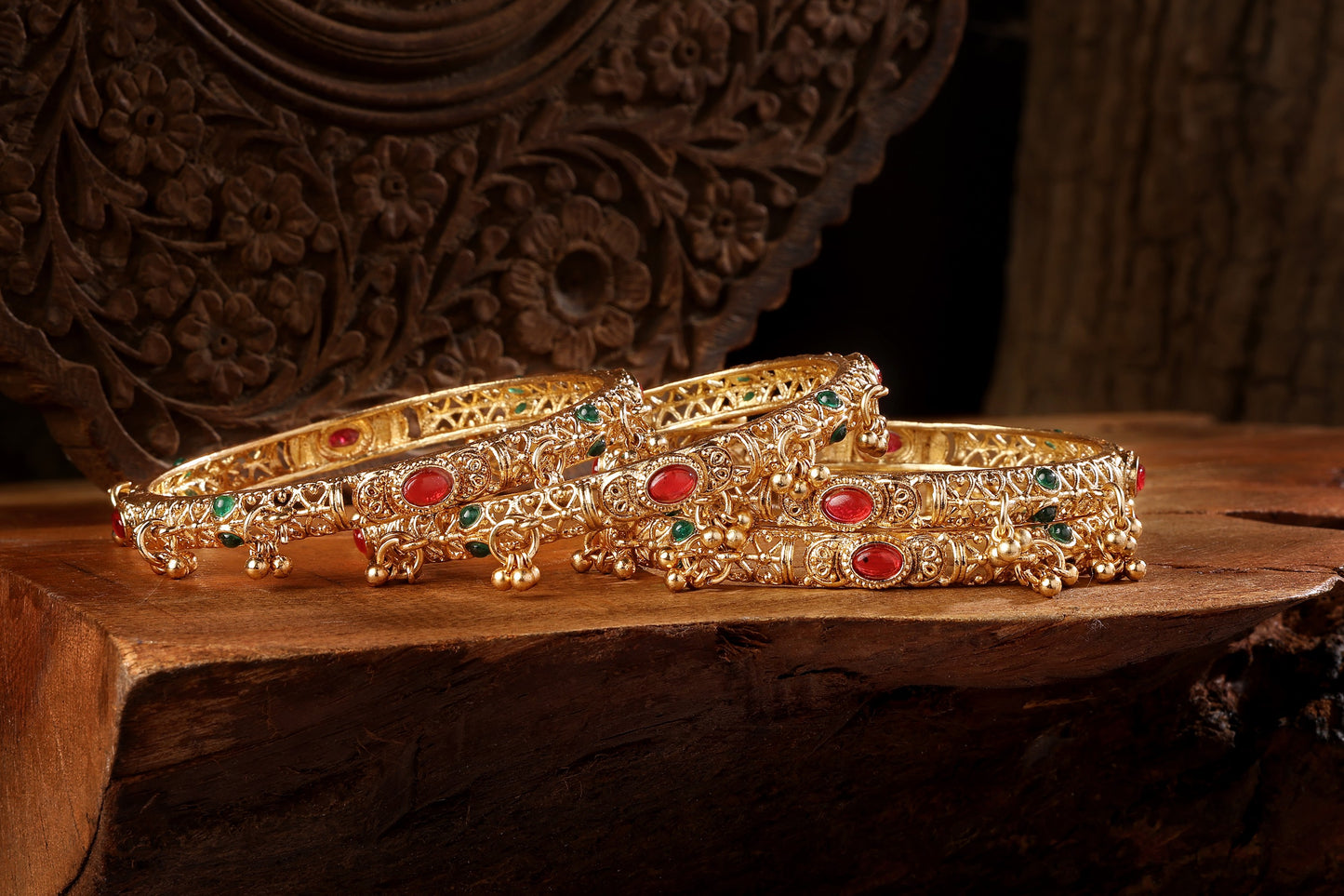 Ethnic Gold Gungroo Bangles