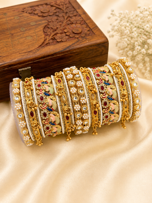 Elegant Peacock Design Bridal Bangles Set