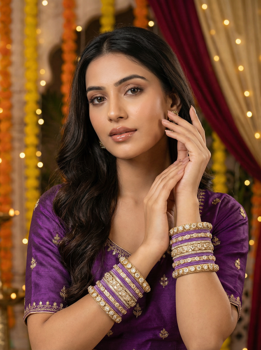 Royal Lavender Velvet Bangles Set