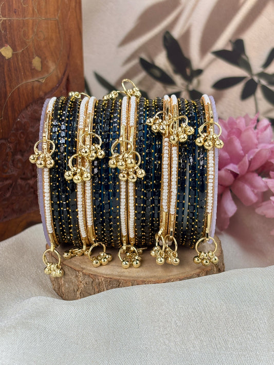 Kashmiri Ghunghroo Bangle Set - PEACOCK