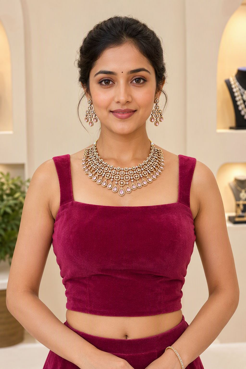 Pink Antique AD Choker Necklace