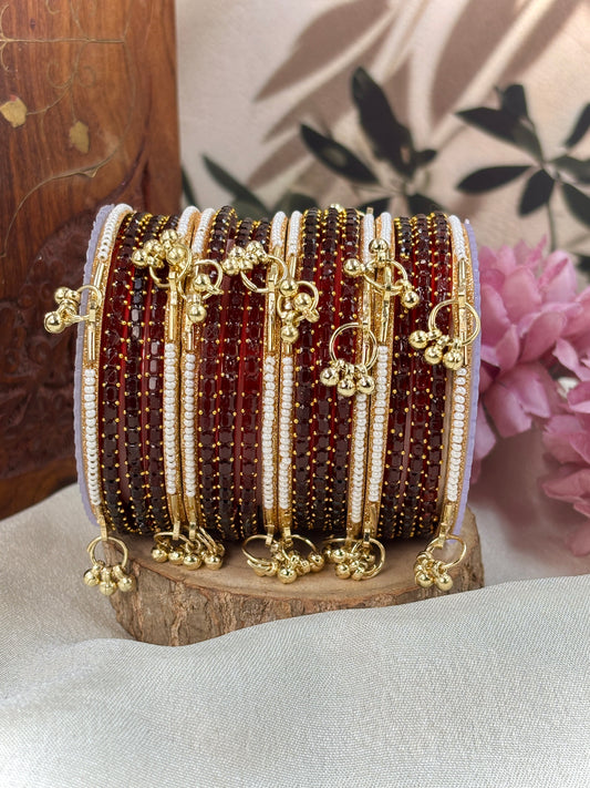 Kashmiri Ghunghroo Bangle Set - MAROON