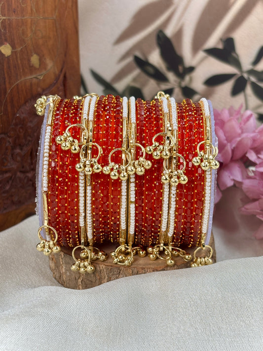 Kashmiri Ghunghroo Bangle Set - D ORANGE