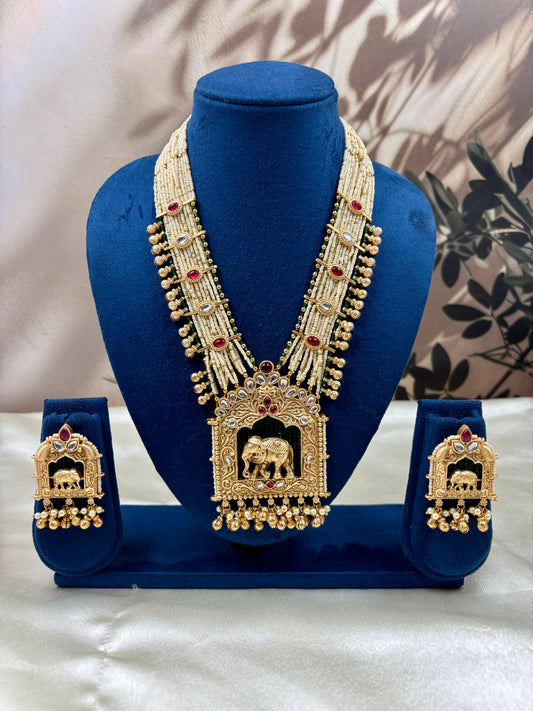 Classic Indian Temple Pearl Long Necklace