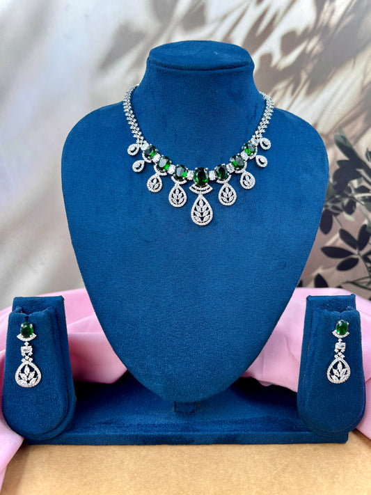 Green AD Stone Necklace Set