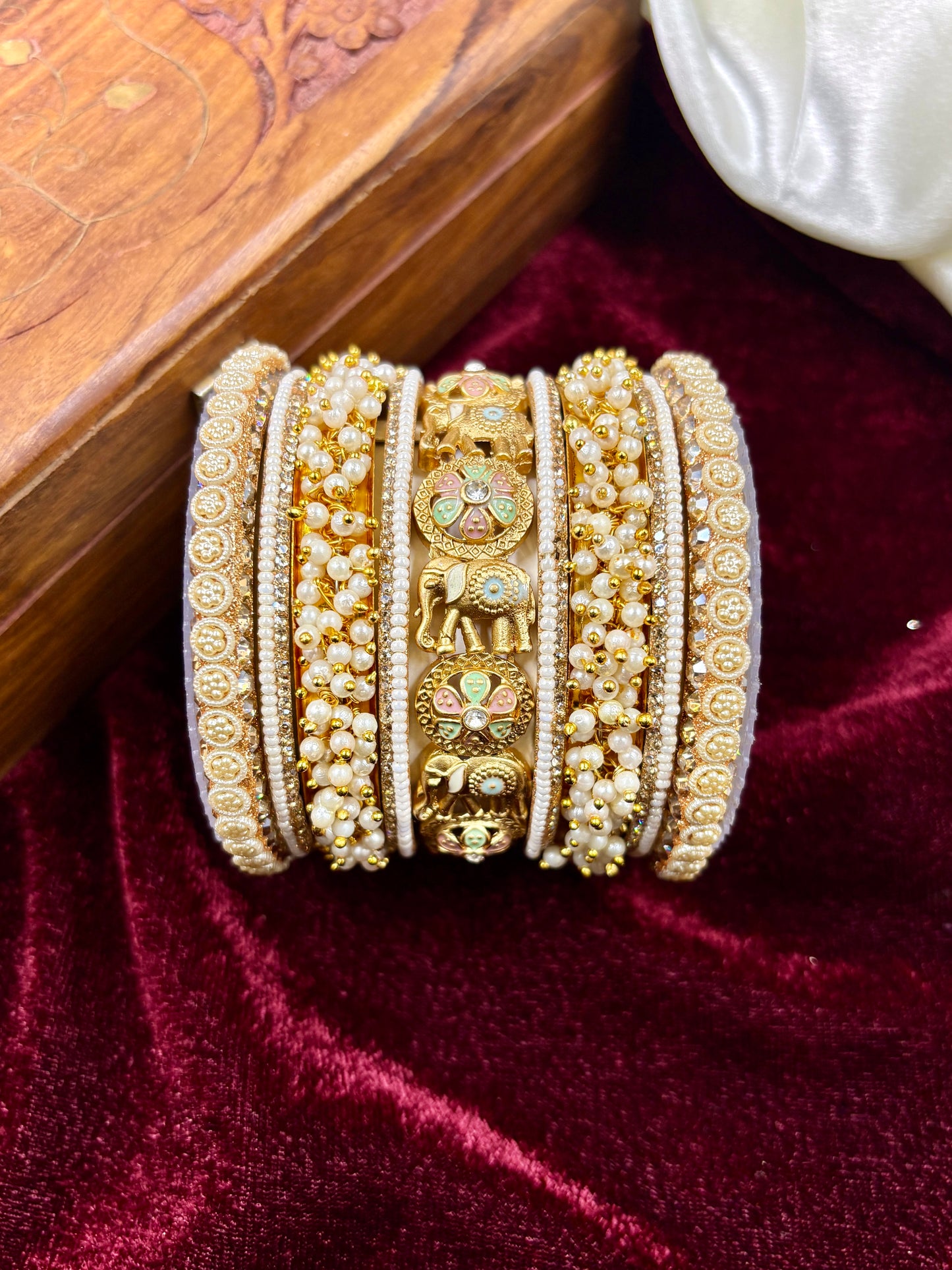 Temple Style Gold Bangles Set
