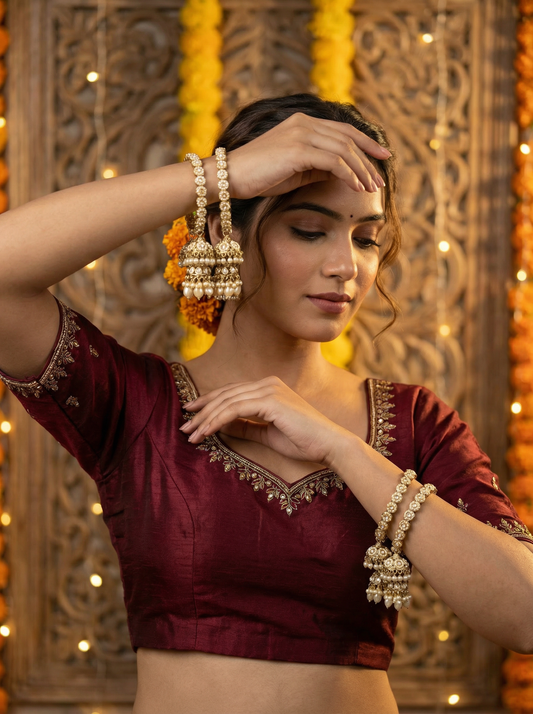 Pearl-Studded Jhumki Kada