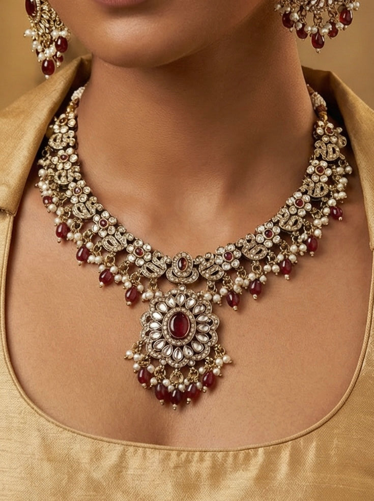 Royal Red Victorian Bridal Necklace