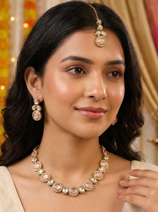 Pink Kundan Jewellery Set