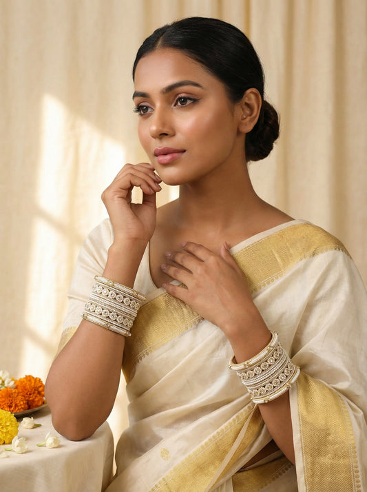 Pearl Kundan Bangles Set