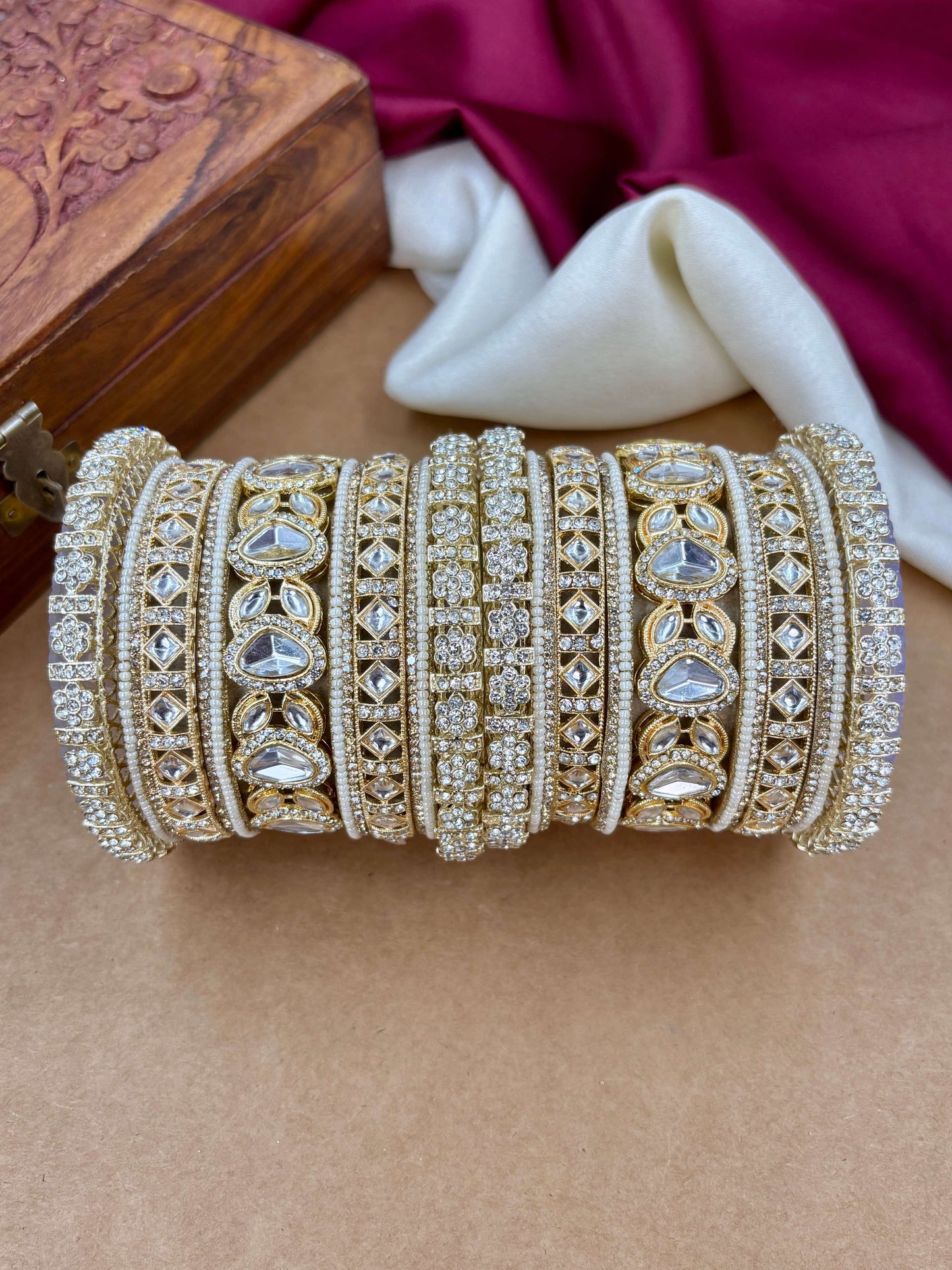 Bridal Pearl Kundan Bangles Set