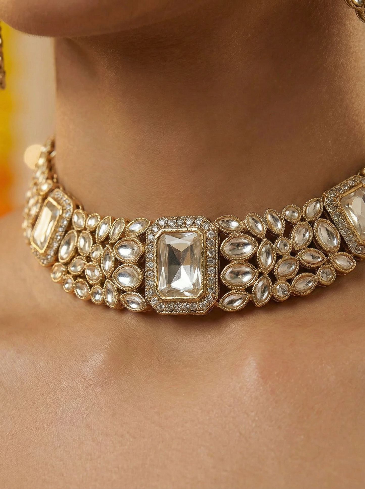 Kundan Choker Necklace Set with Earrings