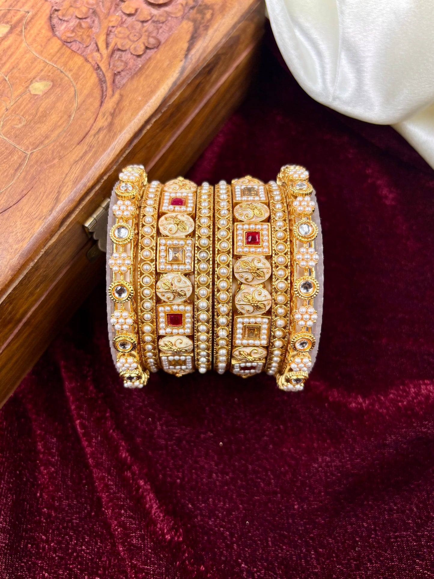 Traditional Pearl Gold Bangles