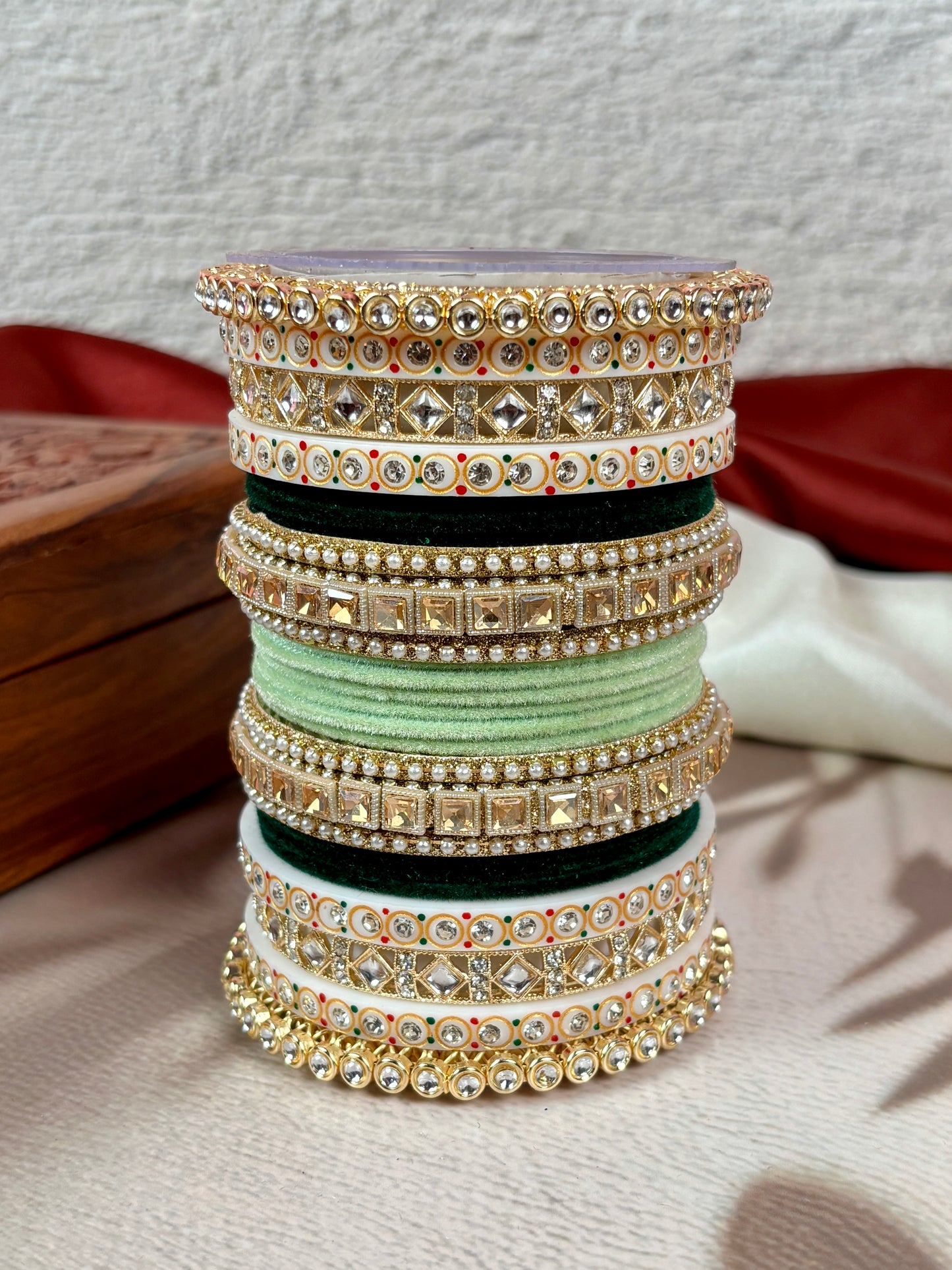 Bridal Kundan Velvet Bangles Set