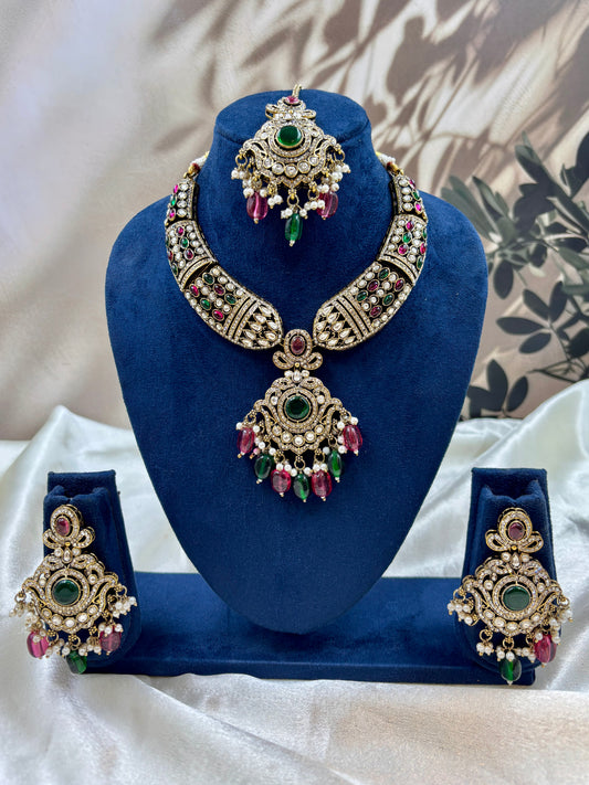 Victorian RaniGreen Kundan Necklace for Brides