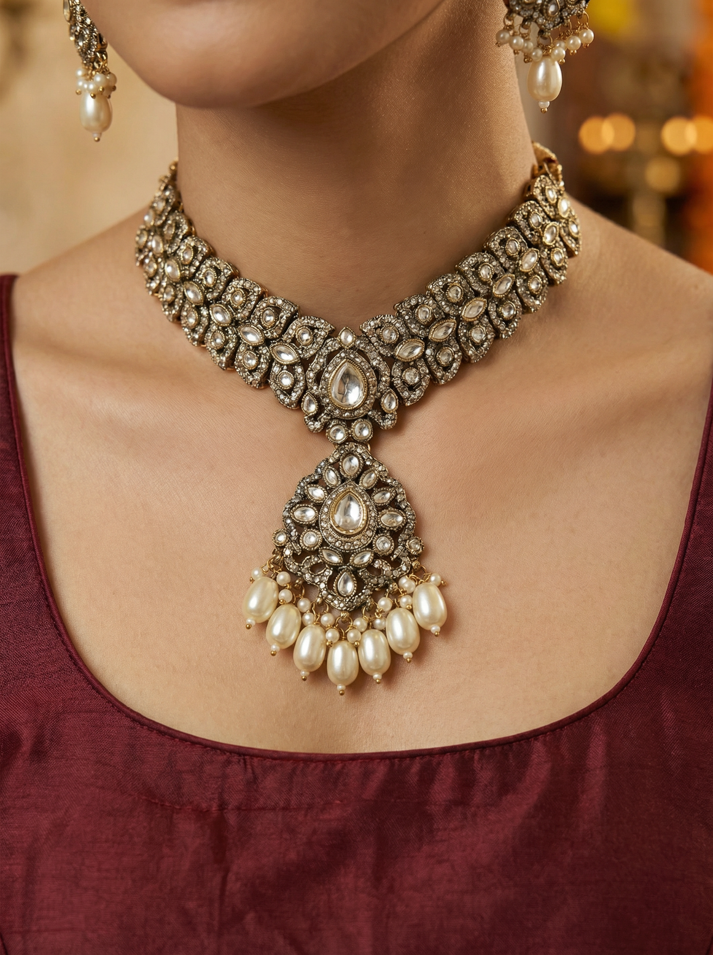 Traditional Antique Kundan Choker Necklace