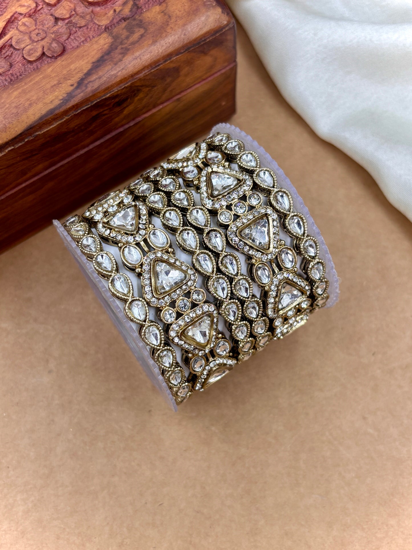 Antique Finish Kundan Bangles Set | Traditional Bridal Jewelry