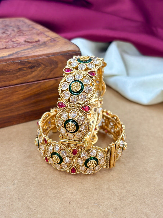 Antique Finish Polki Kada | Traditional Bridal Jewelry