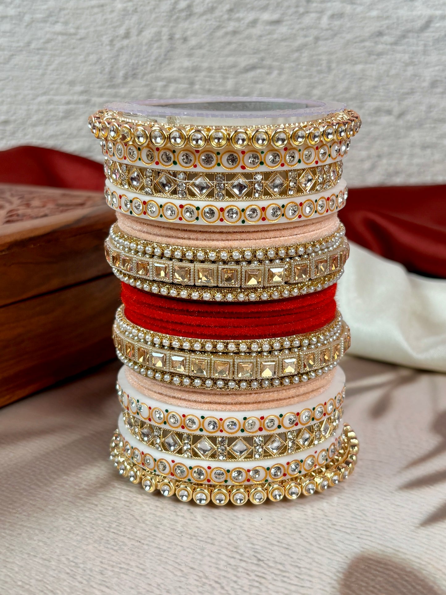 Bridal Kundan Velvet Bangles Set