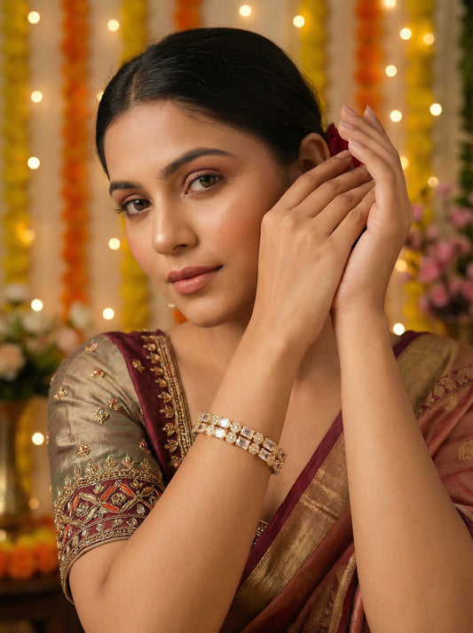 4PC Gold AD Stone Bangles