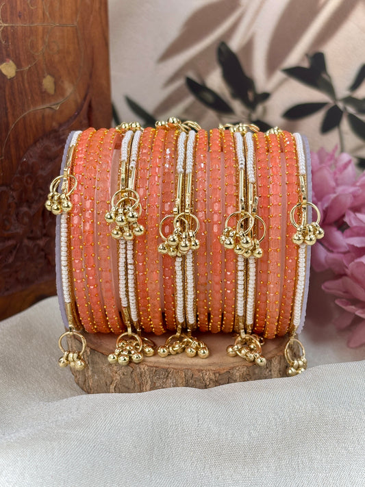 Kashmiri Ghunghroo Bangle Set - PEACH