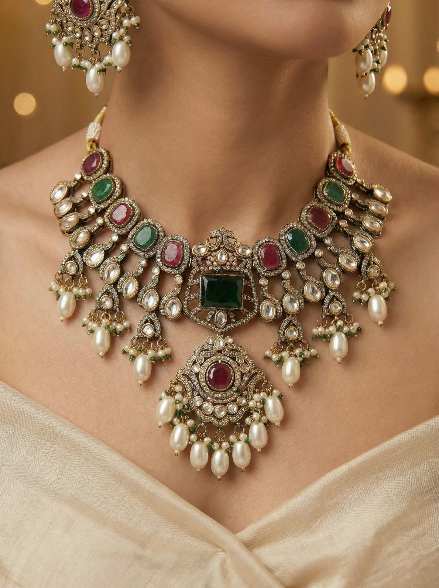 Rani Green Victorian Antique Jewelry Necklace