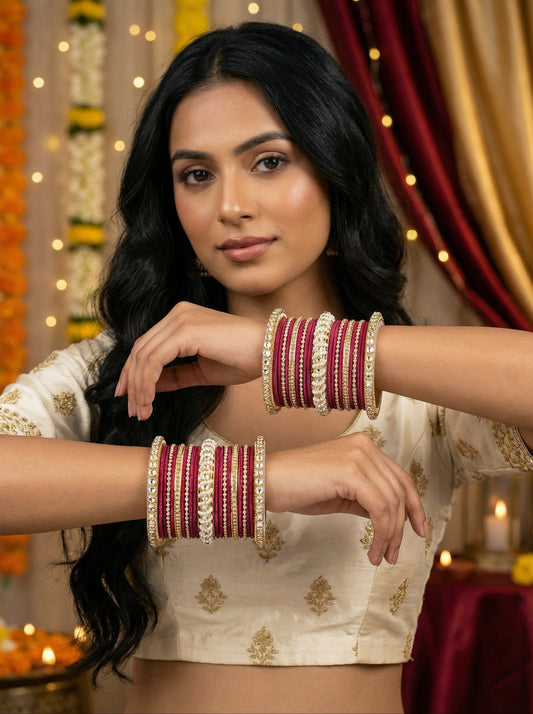 Ethnic Strawberry Pearl Kundan Set