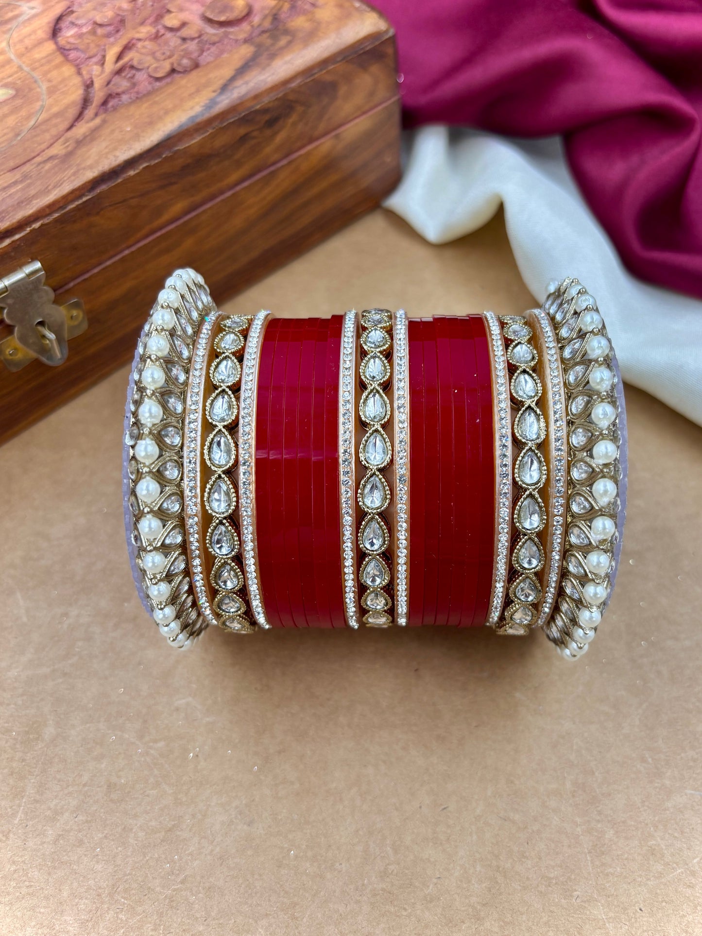 Traditional Kundan Punjabi Bridal Chooda Bangles Set