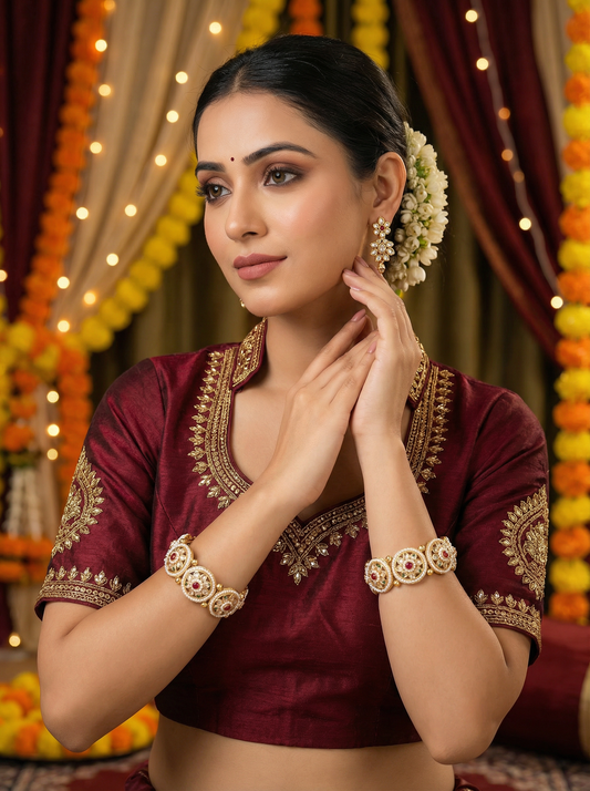 Designer Pearl Meenakari Openable Kada for Saree & Lehenga