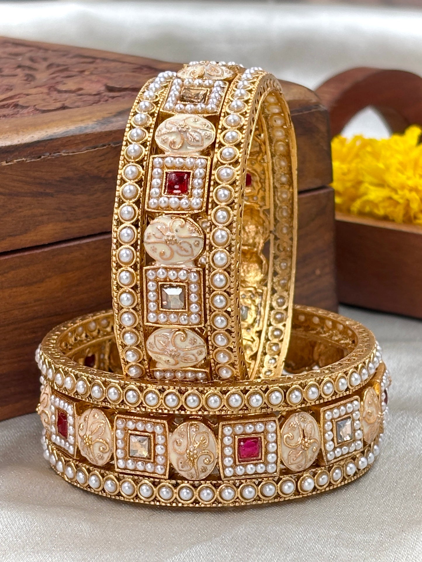 Traditional Pearl Bangles Set