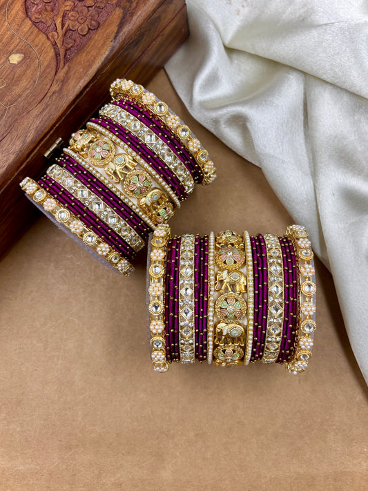 Designer Falsa Silk Thread Bangles Set