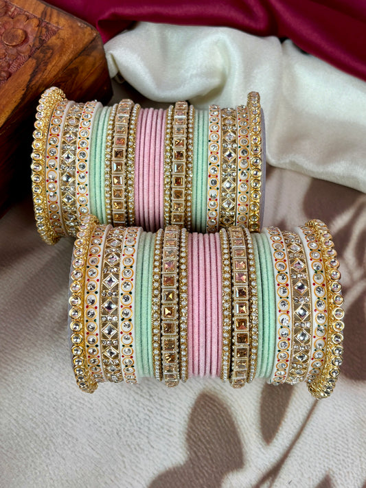Bridal Kundan Velvet Bangles Set