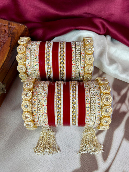 Traditional Red Hanging Punjabi Wedding Chura