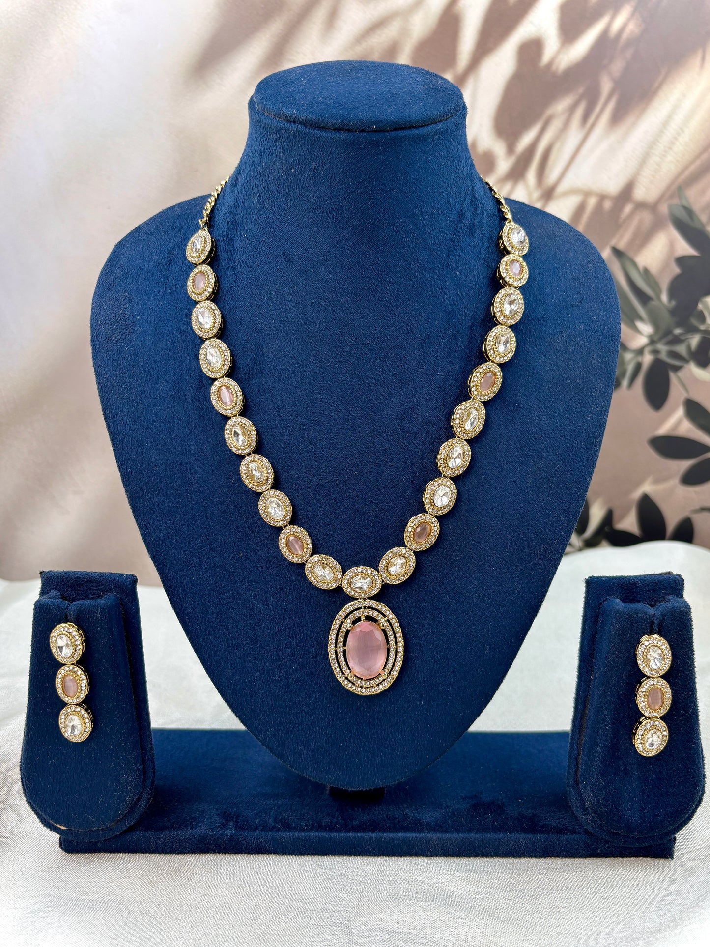 Long Antique Kundan Pink Necklace