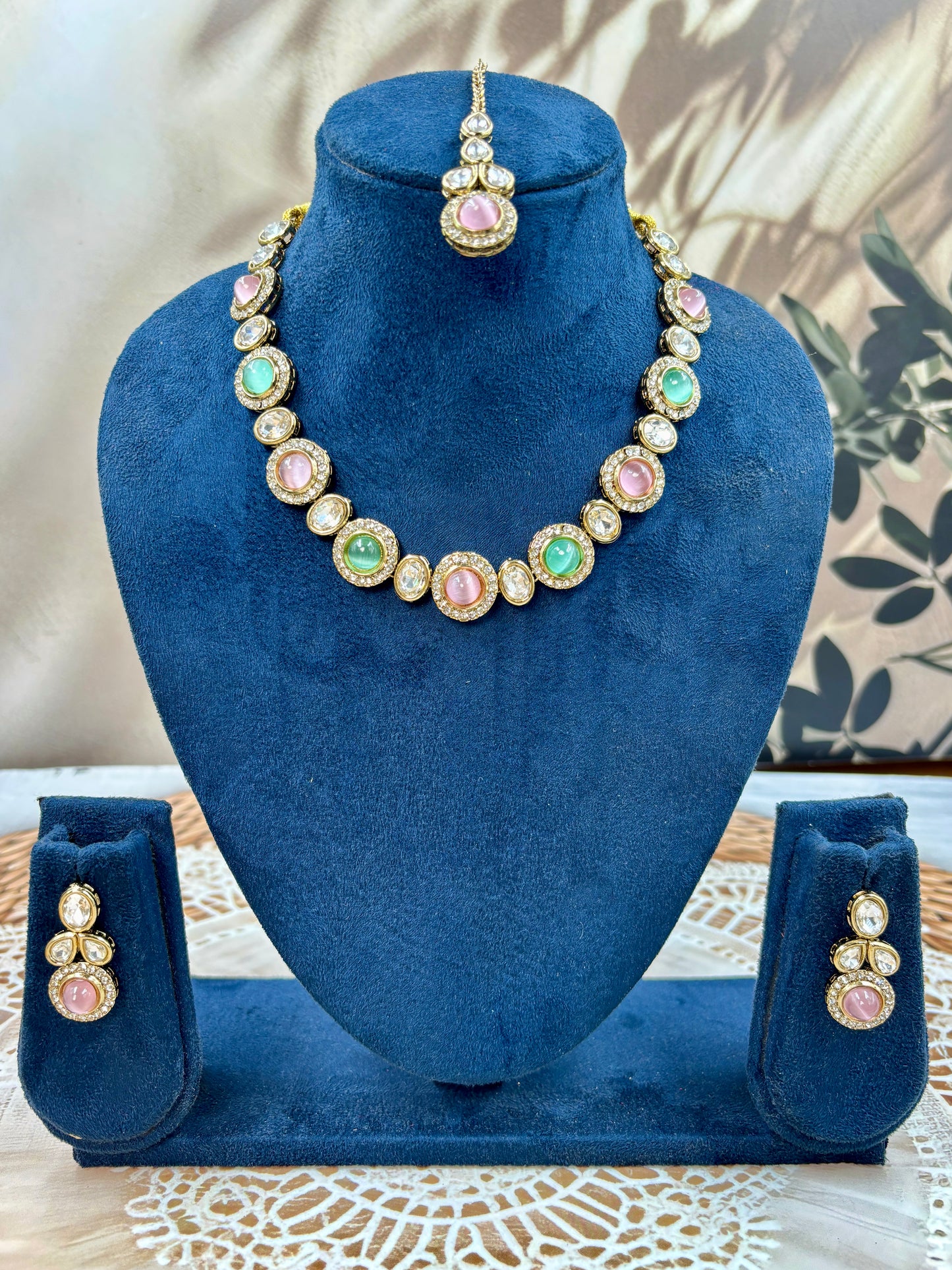 MintPink Kundan Jewellery Set