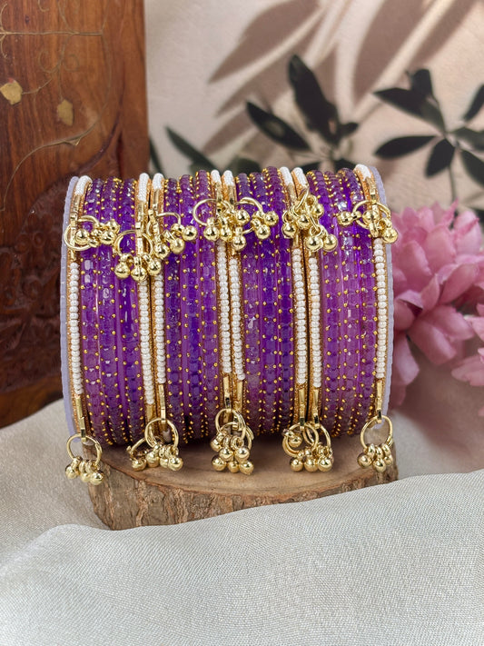 Kashmiri Ghunghroo Bangle Set - LAVENDER