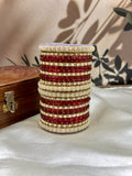 Red Raindrop Glass Bangles Set