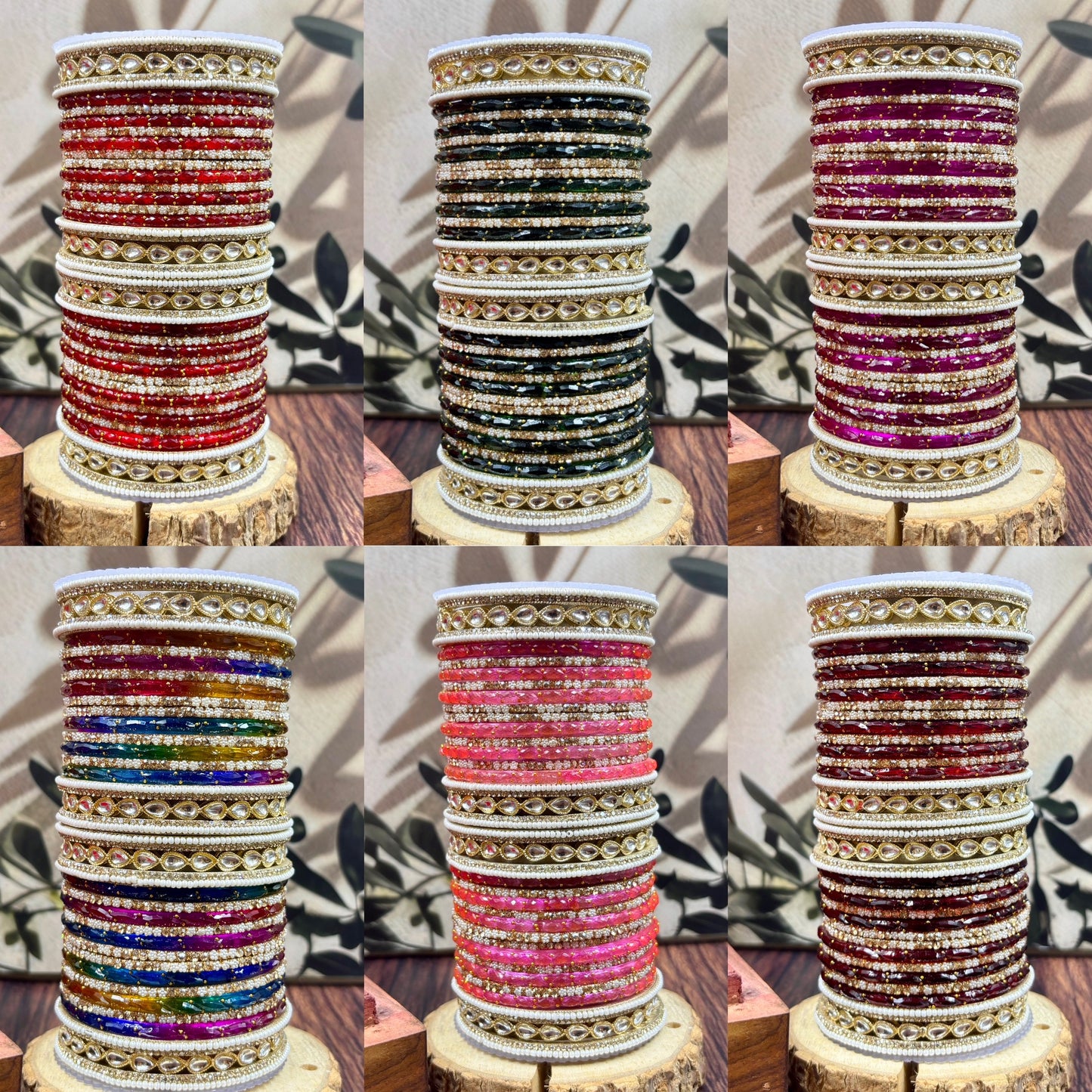 Kundan Pearl Glass Bangles Set for Women