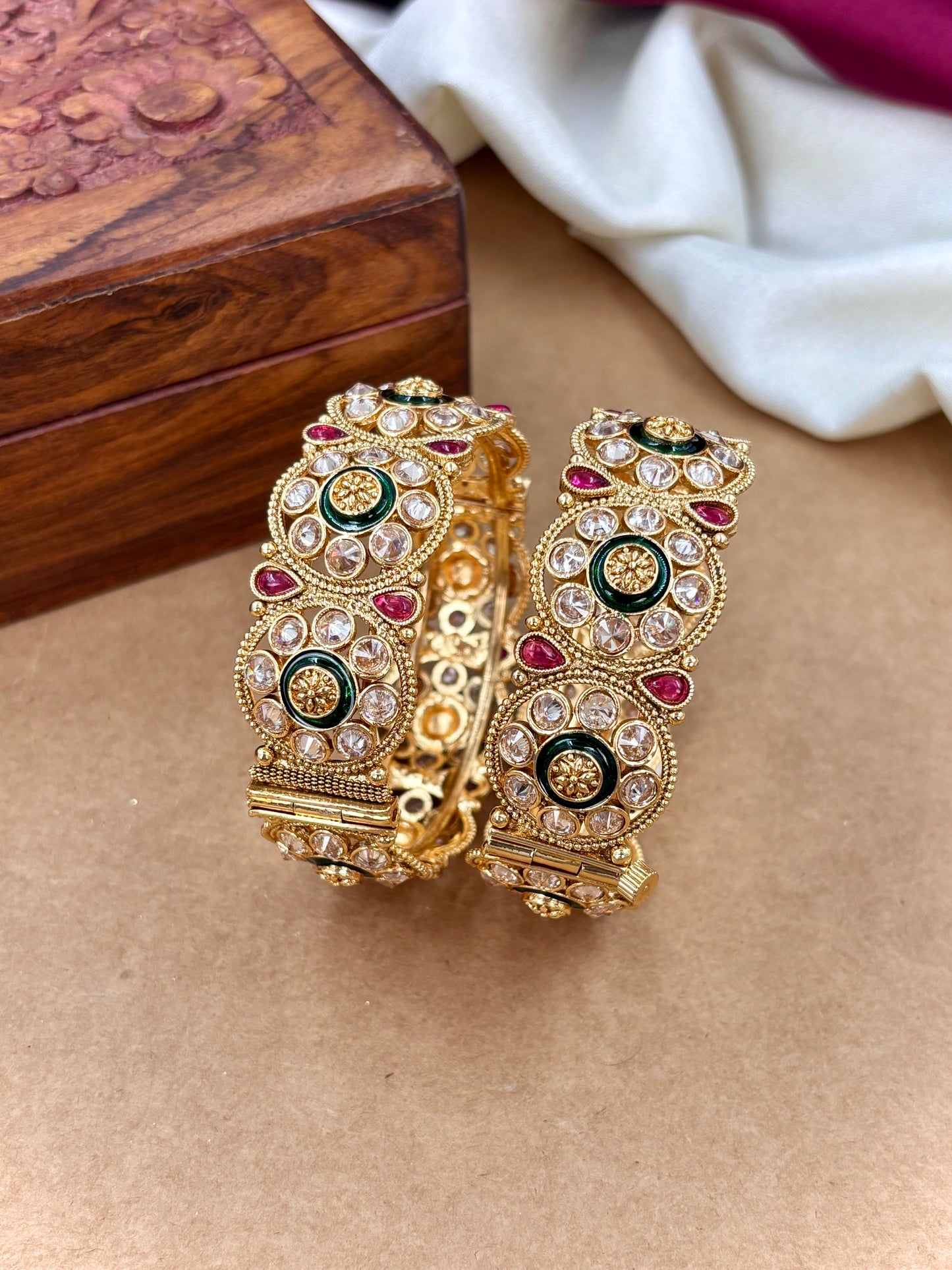 Antique Finish Polki Kada | Traditional Bridal Jewelry