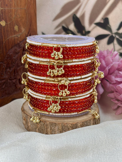 Kashmiri Ghunghroo Bangle Set - D ORANGE