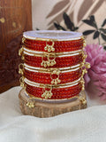 Kashmiri Ghunghroo Bangle Set - D ORANGE