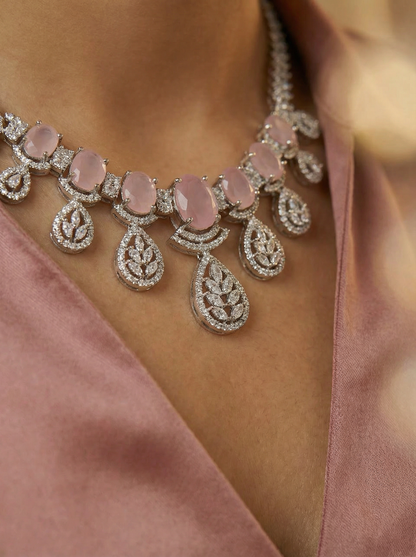 Pink AD Stone Necklace Set