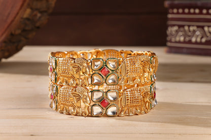 Designer Elephant Kundan Kada