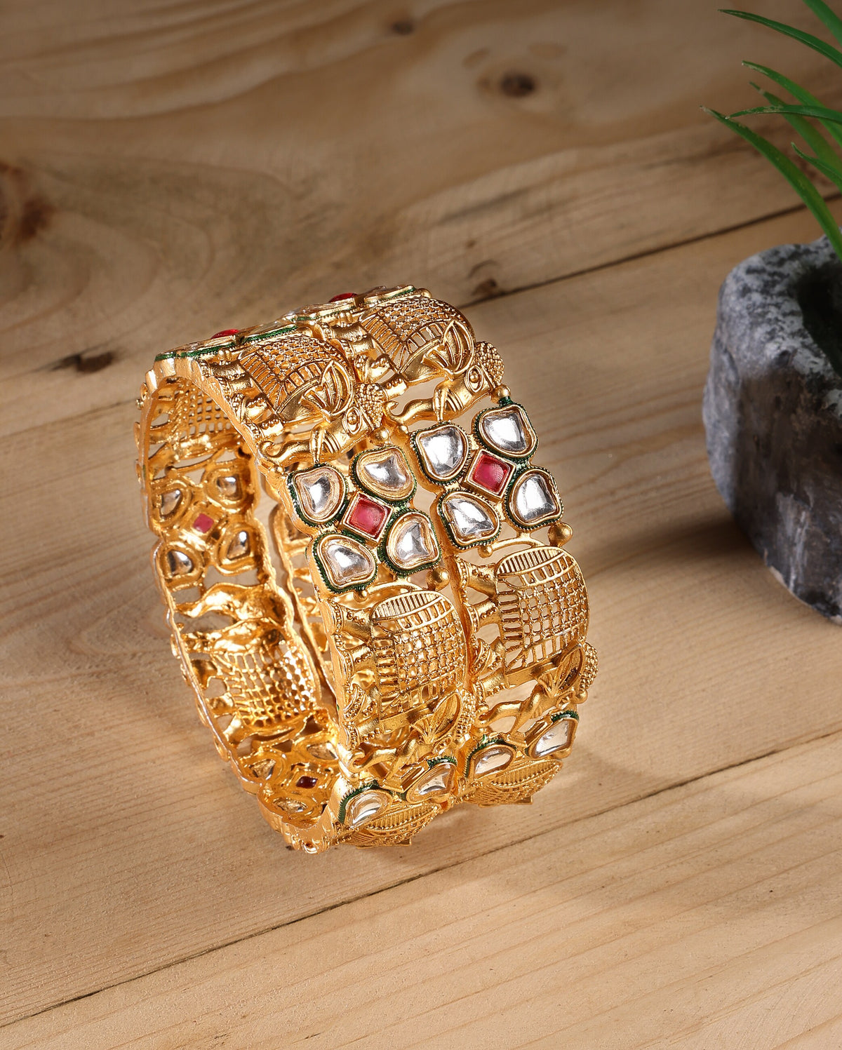 Designer Elephant Kundan Kada