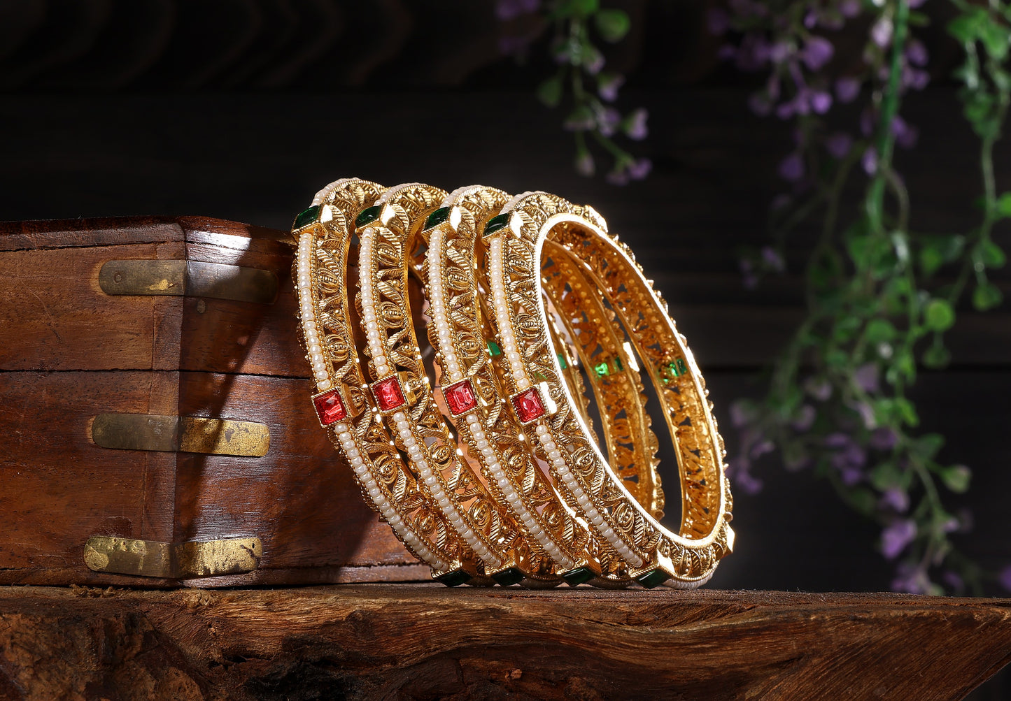 Gold Plated Pearl Bangles