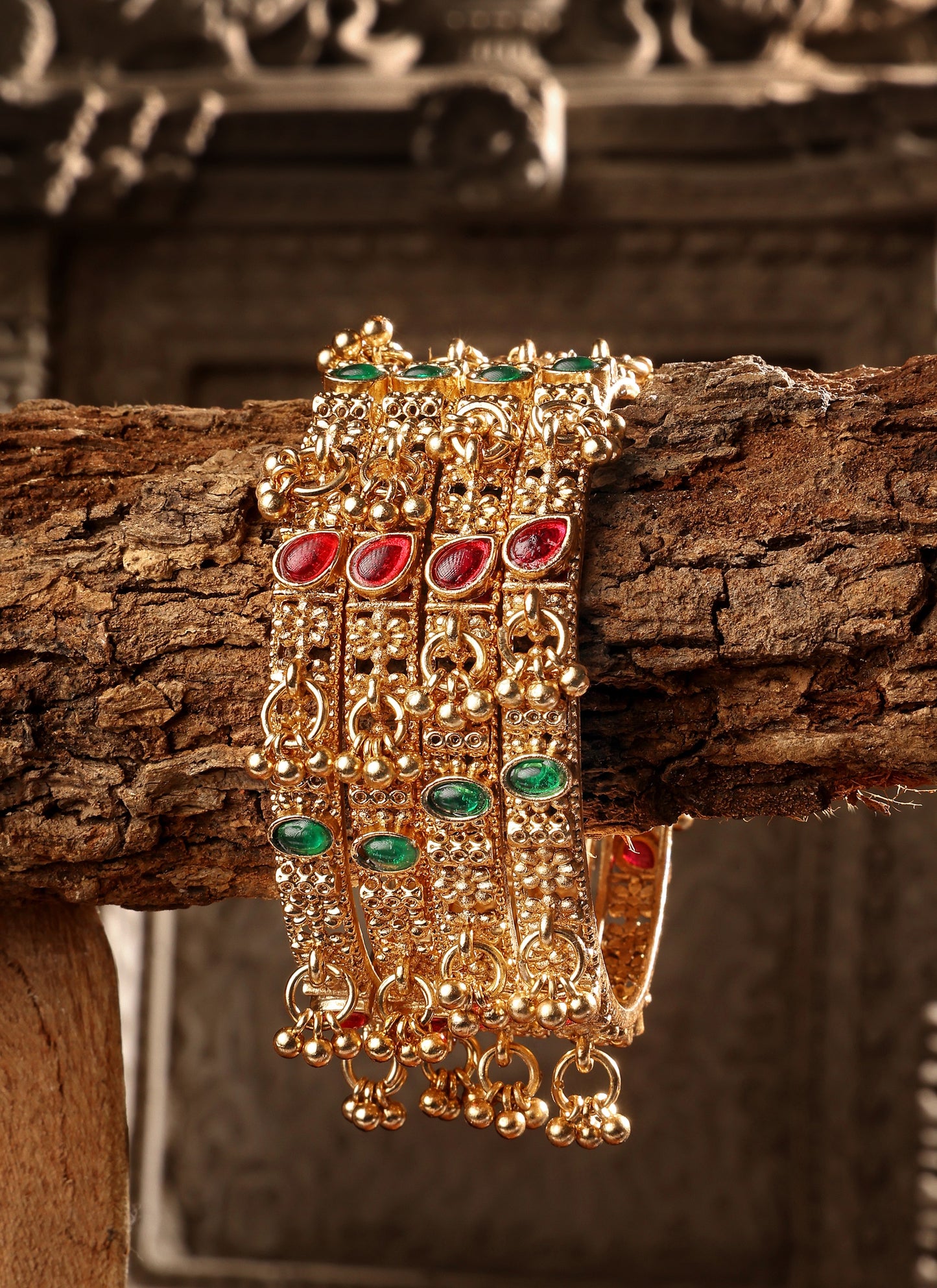 Ethnic Gold Gungroo Bangles