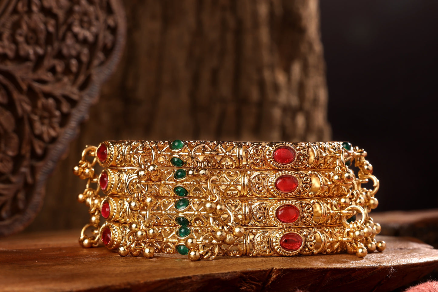Ethnic Gold Gungroo Bangles