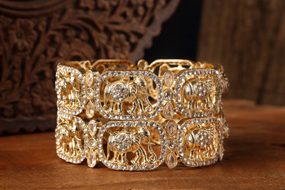 Traditional Elephant Gold Plated Kada
