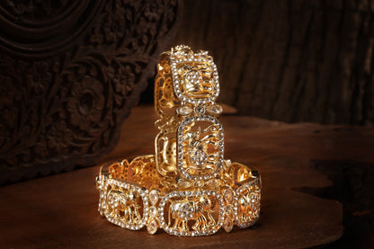 Traditional Elephant Gold Plated Kada